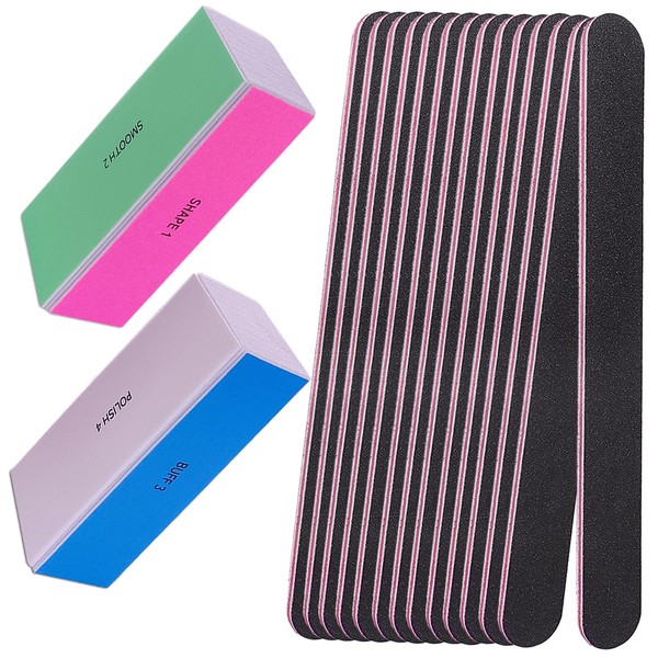 Nail File and Buffer Set, 4 Way Nail Buffers Shine