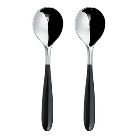 Grunwerg 2SUS650BK Yin & Yang Soup Spoons, Stainless Steel, Black