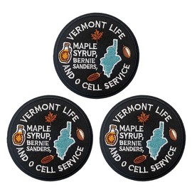 U-Sky Sew or Iron on Sarcasm Embroidered Applique Patches | Vermont Heritage Embroidered Patch | Maple & Mountain Motifs w/State Icon Design | Bernie Sanders Tribute | Iron On for Jackets Hats