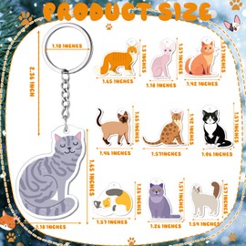 Sureio 50 Pcs Cat Keychain Cute Cat Keychains Funny Lover Gifts for Backpack Car Accessories Animal Themed Charm Birthday Party Favors for Women Adults