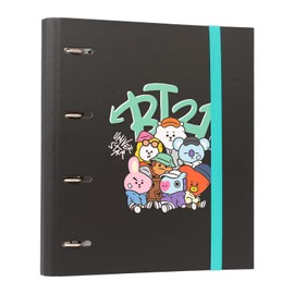 Grupo Erik Ring Binder A4 Slim 4 Rings - Folder A4 Slim Premium Street Mood BT21 - File Folder - Ring Binder A4 Lever Arch File A4 Office Accessories School Accessories - Be Army - Street Mood