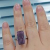 925 Sterling Silver Plated Emerald Shaped Simulated Amethyst Engagement Rings