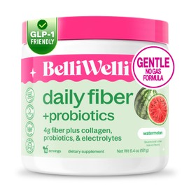 Belli Welli Suplemento diario de fibra en polvo con colágeno, probióticos y electrolitos | Favorece la salud digestiva, el equilibrio intestinal y la desinflamación | Sandía | 16 porciones