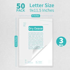 Binditek 50 Pack 3.2 Mil Dry Erase Thermal Laminating Pouches, Works with Dry Erase Markers, for Letter Size, Heat Seal, Clear Professional Finish, School Office Supplies