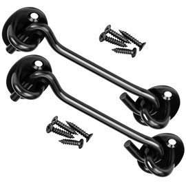 Litensh Pack of 2 Storm Hooks, Stainless Steel, 6 Inch Barn Door Hook Lock, Gate Door Hook and Eye Latch, Cabin Hook and Eye Latch, Cabinet Latch, Rotating Window Hook for Sliding Door, Bedroom