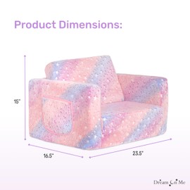 Dream On Me Nestle Kids Sofa in Tie Dye, 2-in-1 Kids Sofa Couch, Convertible Sofa to Lounger, Unique Glow in The Dark Feature, Low to Floor Design, Machine Washable Fabric Cover