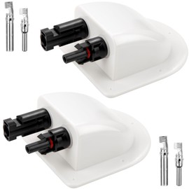 Mbsomnus Pack of 2 Cable Grommet Waterproof ABS Roof Feed-Through Solar Motorhome Wall Feed-Through Cable White with Double Cable Entry Housing for Solar Panels Caravan Boat Solar Project