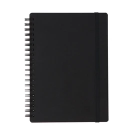 MUJI High-Quality Paper Double Ring Notebook with Rubber Closure Black B6 80 Sheets 0.2 inches (6 mm) Horizontal Ruled NAA37A8A
