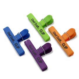 Chef Craft Vibrant Plastic 4 Piece Large Bag Clip Set, 4-Pack, Green/Blue/Orange/Purple