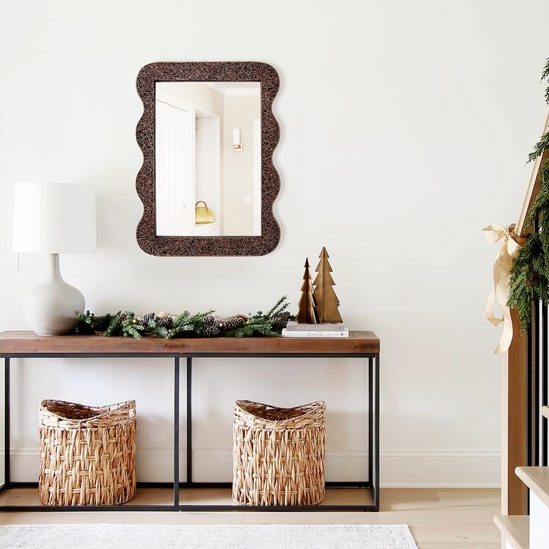 Wooden Mirror 16 X 12inch Copper-Gold Wood Rustic Wall Frame