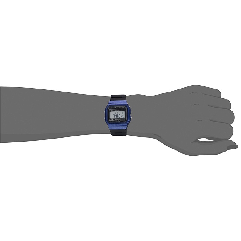 Casio Watch F-91WM-2ACF Blue Resin Waterproof Unisex Adult Black/Blue OSZ