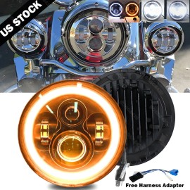 BRICOLOGHT 7"inch LED Projector BLACK Hi/Lo Headlight For Harley Street Glide Softail FLHX