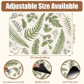 POIUBLE Leaves and Herbs Dish Drying Mat for Kitchen Counter Coffee Bar Mat Hide Stain Absorbent Rubber Backed Dish Drainer Rack Pad Coffee Maker Espresso Machine Table Accessories 15.7 x 23.6 Inch