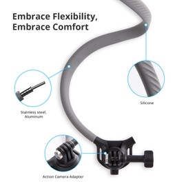PGYTECH CapLock POV - Soporte de cuello para DJI OSMO Action 5/4/3, para Gopro Hero 13/12/11/10, para OSMO Pocket 2, soporte para selfie con cuello de video sin manos y correa para el cuerpo
