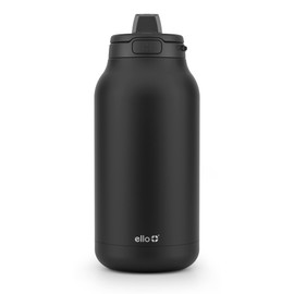 Ello Hydra 64oz Stainless Steel Water Jug with Locking Leak Proof Lid | Reusable Half Gallon Vacuum Insulated Metal Bottle with Silicone Straw, Keeps Drinks Cold All Day, Gift Ready, Black