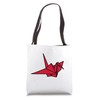 Origami Crane Wireframe Lucky Minimalistic Cute (Red) Tote Bag