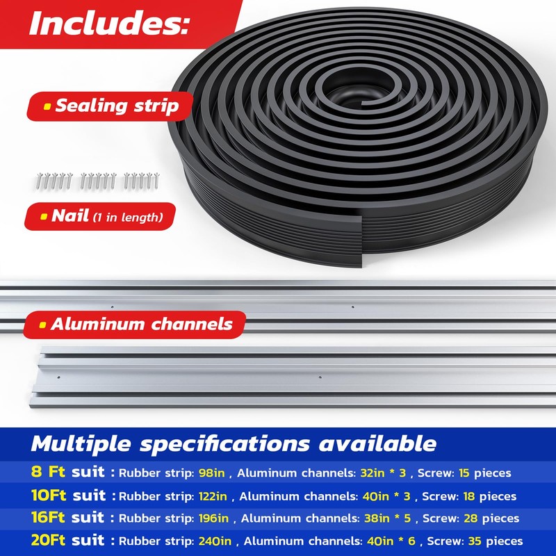 Jin&Bao Garage Door Bottom Seal with Pre-drilled Aluminum Track Retainer