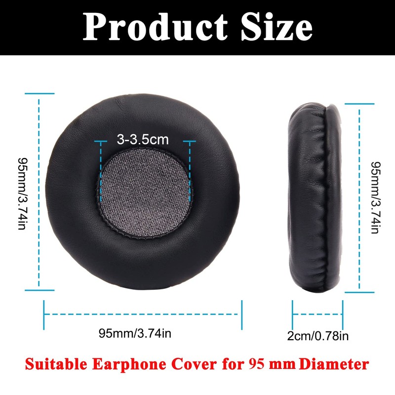 Yizhet 1 pair Round Ear Pads 95mm / 3.7 inch