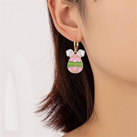 coadipress Easter Earrings for Women Cute Bunny Eggs Dangle Huggie Hoop Earrings Colorful Rabbit Flower Spring Holiday Festive Hoop Jewelry Gifts (Rabbit Eggs pink)