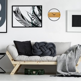 Relaxdays Wall Clock Wood Look Modern Analogue Clock for Kitchen, Living Room, Hallway & Office, Room Clock, Diameter 30 cm, Brown/Black