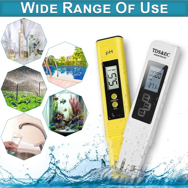 2Pcs PH Meter, TDS Meter Combo, Pool Water Test Kit,