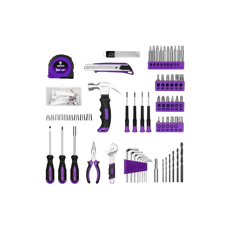 DEKOPRO Tool Set: Tool Kit with 8V Cordless Drill, Hand