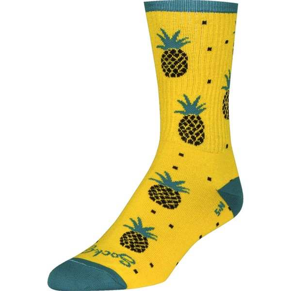 SockGuy, Men's Crew Cuff Socks - Large/X-Large, Pineapple