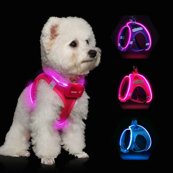 Light Up Dog Harness,LED Dog Harness Rechargeable, Lighted Dog Vest