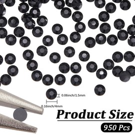 CABODYALS 4750 Stück 4mm Schwarze Harz Strasssteine In Großen Mengen Schillernde Halbrunde Flache Rückseite Nicht Hotfix Kristalle Strass Edelsteine Flache Rückseite Charms Nageldekoration Für Heimwer