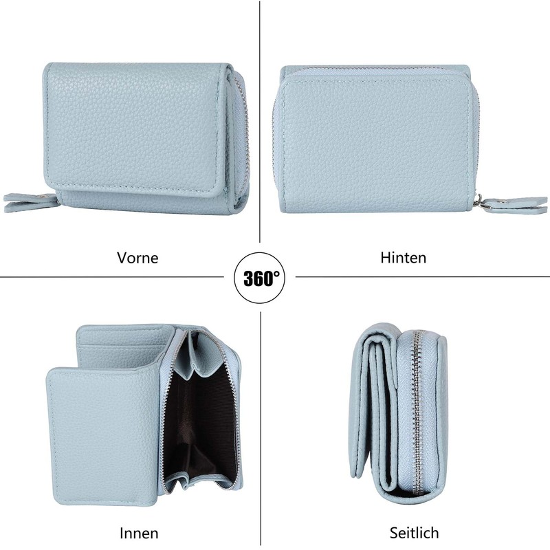 RRANCharltu Women's Small Leather Purse with Zip Coin Compartment Card