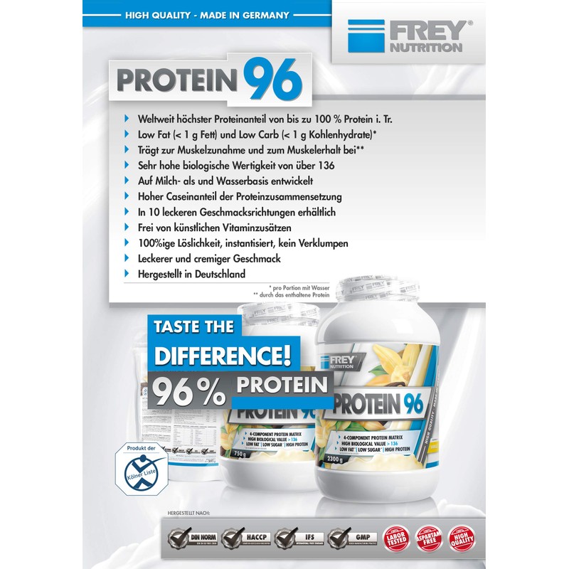 Frey Nutrition Protein 96 750 g Tub 01130