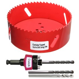 PLG2SUPT 6” 152mm Inch Carbide Hole Saw Cutter Multi-Purpose Hole Saw Bit for Hardy Plank MDF Air Brick Nail Embedded Wood 2.36” Depth Up to 30X More Cuts
