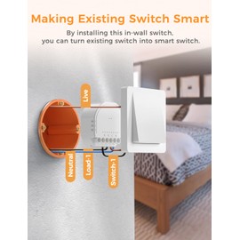 Refoss Mini Smart WLAN Relais Schalter, 1 Weg 1 Gang Lichtschalter mit Apple HomeKit, Alexa & Google Home, 2,4GHz, 250V 10A, 1 Stück(Erforderlich Neutraldraht)