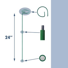 Green 24 inch Single Stem Plant Stakes Flower Support Rings, Pack of 20,Gardening Planter Cages for Single Stem Flowers, Amaryllis, Peony, Lily,Narcissus