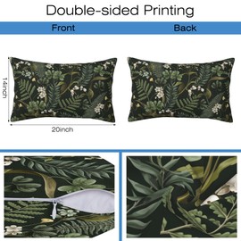 Naqiuli Spring Floral Throw Pillow Covers Set of 2 Green Herbs Botanical Pillow Covers 20x12 Inch Modern Farmhouse Home Decorative Pillow Cases Cushion Cover for Sofa Living Room Office