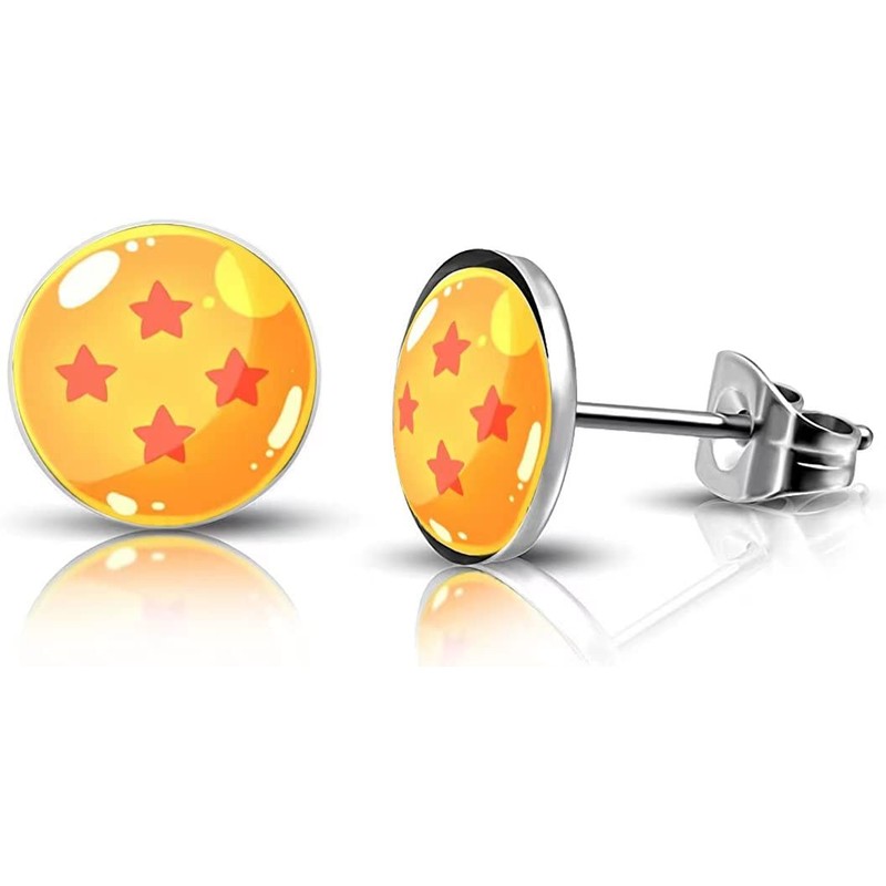 SIISPRI 316L Surgical Stainless Steel Anime Earring Round Circle Button
