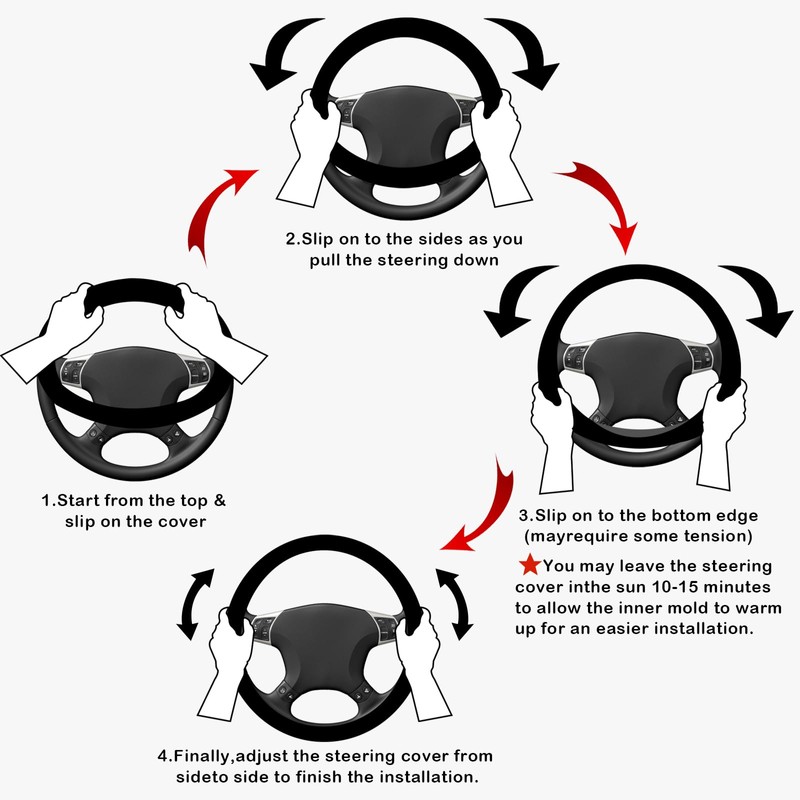 Black & White Leather Steering Wheel Cover, Steering Wheel Cover