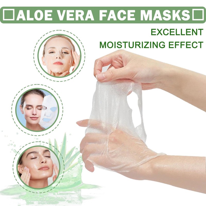 LZYLLS 10PCS Aloe Vera Face Masks Skin Care Set,Hydrating Long