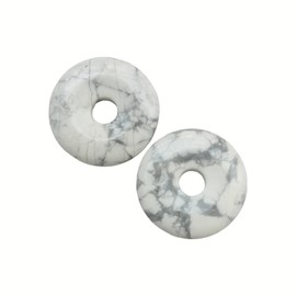 Sunshcat Natural White Howlite Turquoise Polishing Crystal Talisman and Donut,30mm Round Perforated Lucky Coin Protection Safety Buckle Crystals and Healing Stones Pendant(2 Pcs)