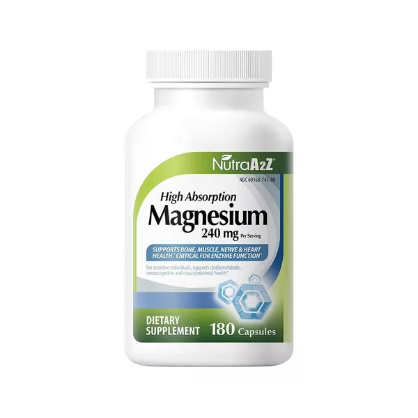 Nutra A2Z Magnesio Magnesium Quelado 180 Tabletas Premium Eg F58 Sabor Nd