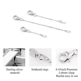 White Gold Necklace Extender 925 Sterling Silver Necklace Bracelet Ankle Extenders Chain Extension for Jewelry Making（1 2 3 inch）