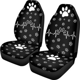 Talayituse Dog Paw Print Car Seat Covers for Front Seats 2 Pack Washable Auto Cushion Protector Universal Fit Most Truck SUV Van Sedan Car Interior Accessories