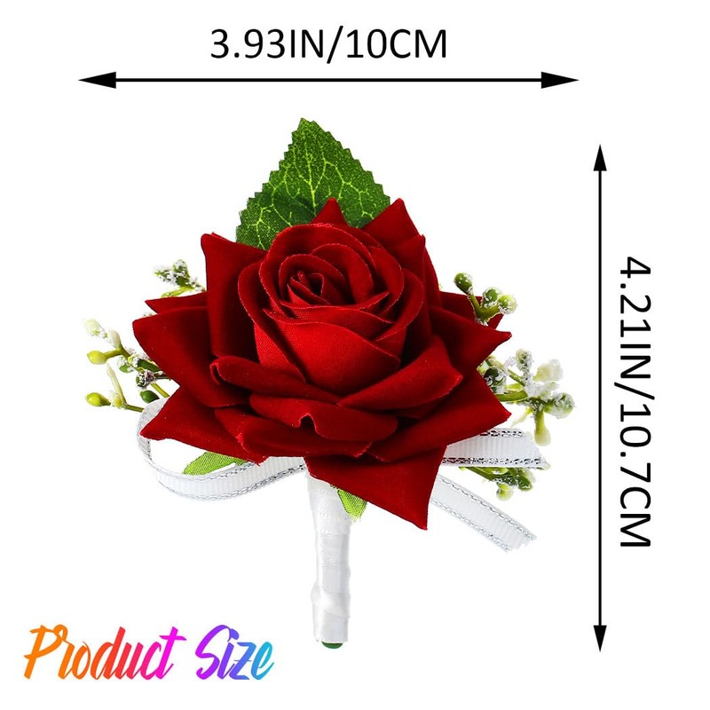 Latious Rose Wedding Boutonniere White Groom Flower Buttonholes for Men
