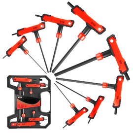 Auto Dynasty 8 pcs Allen Wrench Set Allen Key Set T-Handle Hex Key Tools Set Portable for Home Household Office Warehouse With Carrying Case, 5/32"-3/8", Red