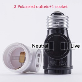 WPJCS Light Bulb to Outlet Adapter, Light Socket to Plug Adapter, Standard E26 Base Light Bulb to 2-Prong Outlet Plug Splitter Converter for Garage Porch CCTV Camera.White 2PCS