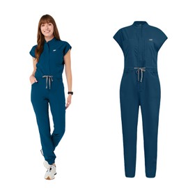 WEEOATAR Scrub, Unisex, Medical Scrub, Jumpsuit, Dress, Stretchy, Comfortable, Wrinkle Resistant, Nursing Work Clothes, Jumpsuit, Designed to Prevent Light Leakage, Odor Resistant, blue, L