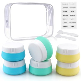 Kitchen GIMS Travel Containers for Toiletries 6 Pack 0.7oz TSA Approved Size Silicone Jars With Lids Leak-proof Accessories for Cosmetic Makeup Cream