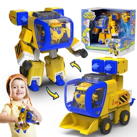 Super Wings EU750322 Transforming New Robot Suit Donnie, Approx. 23 cm Toy Figure for Children, Transformable Toy Plane and Robot Figure, Yellow