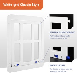 PETLESO Large Dog Door for Screen Door, Pet Screen Door for Large Dog Pet Door with Magnetic Flap Lockable Door Insert for Sliding Door, White Large 11"x 13"