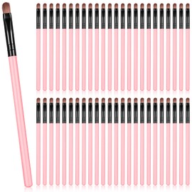 48 Pieces Small Concealer Brush Flat Lip Concealer Brushes Portable Eyebrow Brush Concealer Makeup Brush Synthetic Fiber Lip Brush Beauty Makeup Tools for Concealing Blending Setting Buffing (Pink)